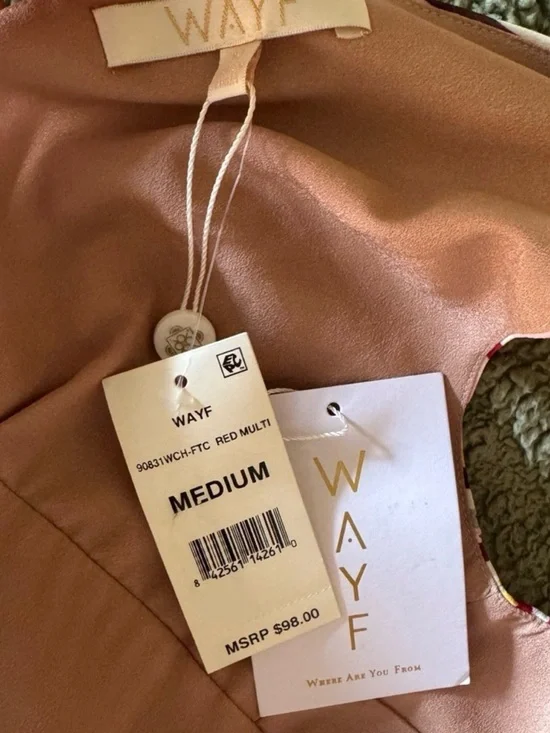 WAYF NWT Striped Ruffle Mini Dress Medium Ruched Feminine - Picture 7 of 7